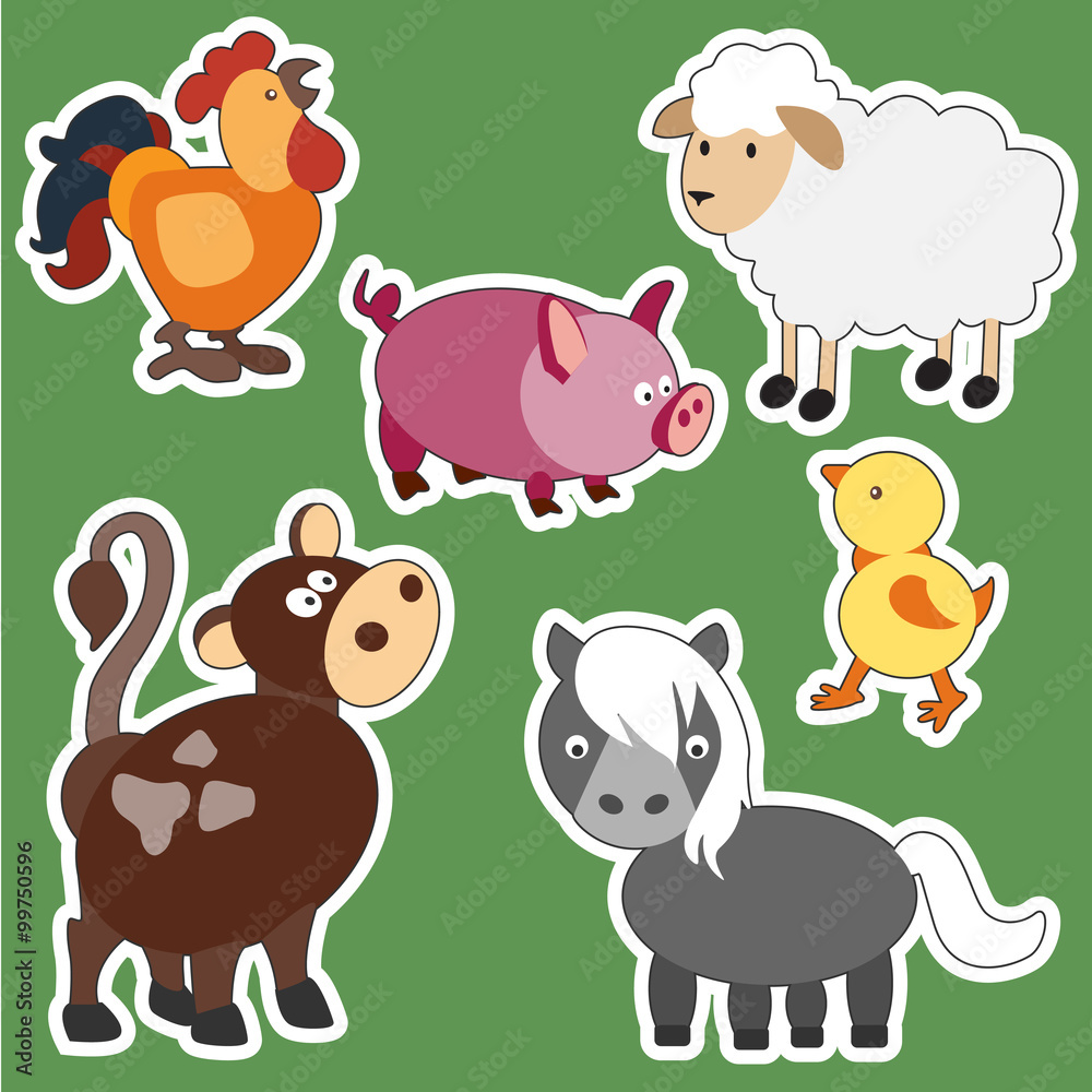 Vector Set of isolated Farm Animals Vector Set of isolated Farm Animals
