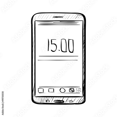 Hand drawn sketch of doodle phone
