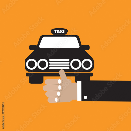 Flag Down A Cab Vector Illustration.
