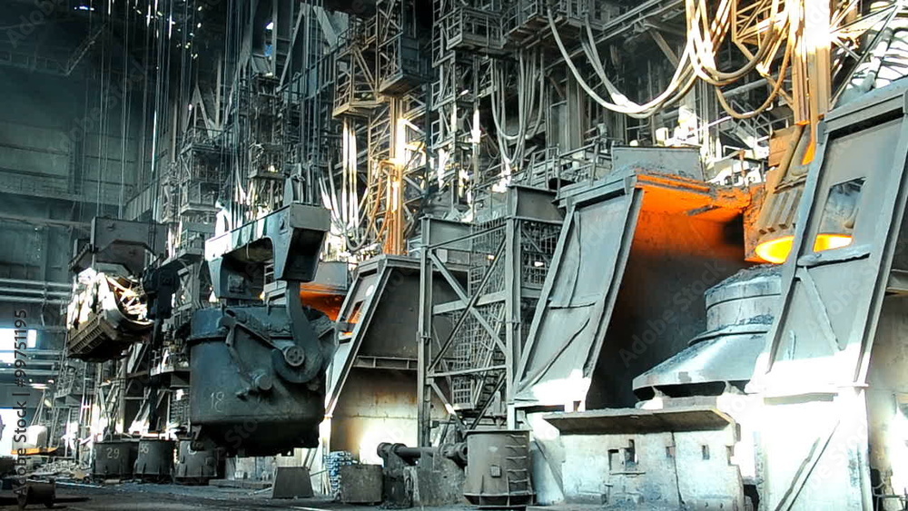 steel smelting in furnace at metallurgical works steel smelting in furnace at metallurgical works