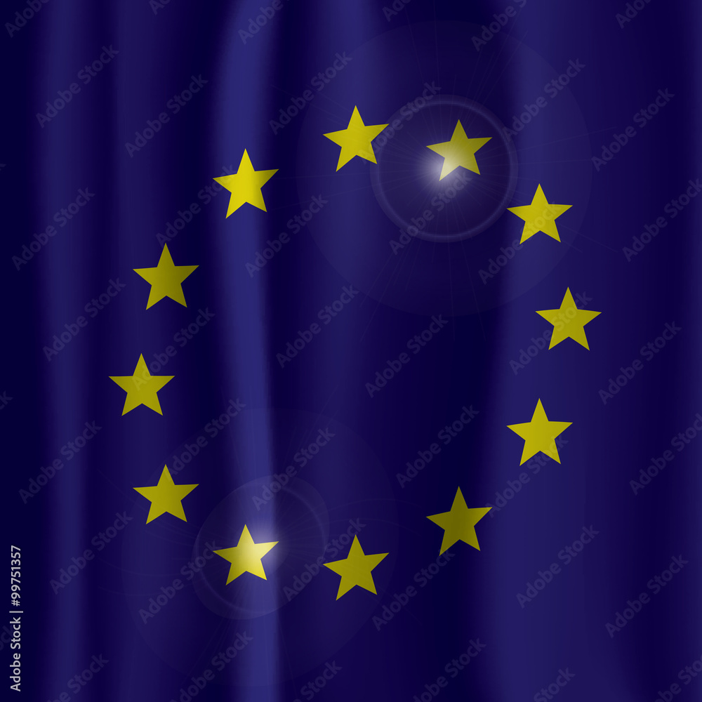 Fototapeta premium EU Flag Curtain Vector Illustration.