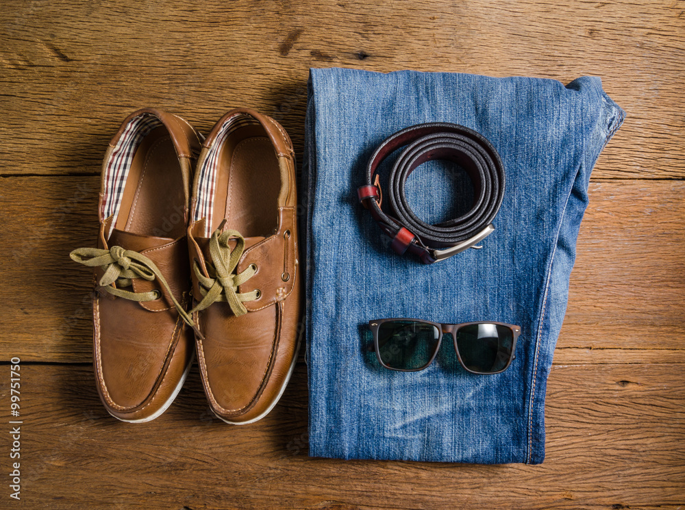 men's casual jeans and brown leather belt with leather shoe men's casual jeans and brown leather belt with leather shoe