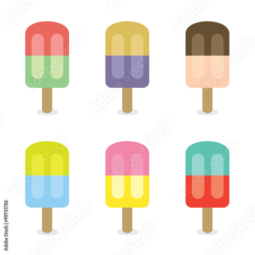 Set Of Colorful Popsicles.