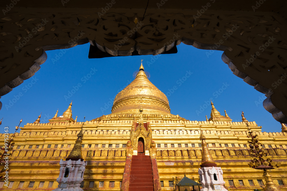 Shwezigon Paya, Bagan, Myanmar. 1 of 5 most popular famous respect holy in myanmar