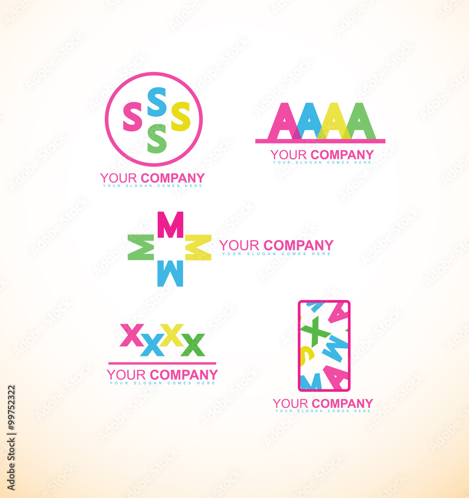 Obraz premium Flat alphabet colors logo icon set