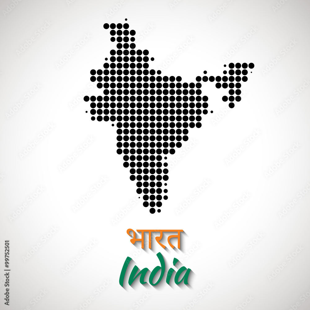 India Map vector black color dotted design