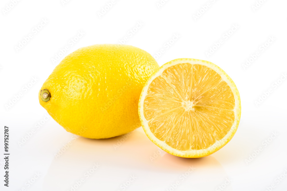 Fresh Yellow Lemons On White
