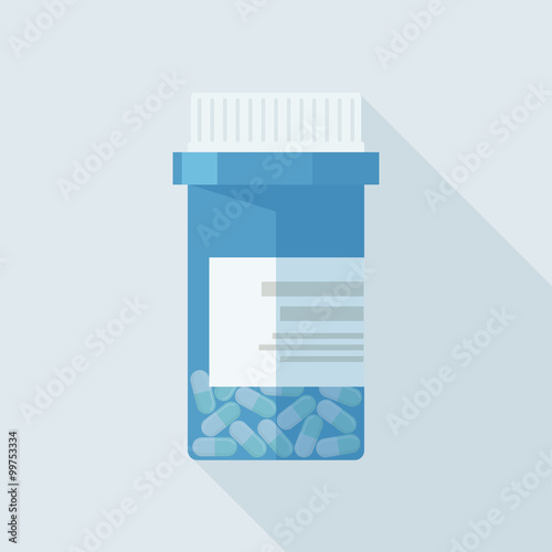 Pill bottle vector flat illustration