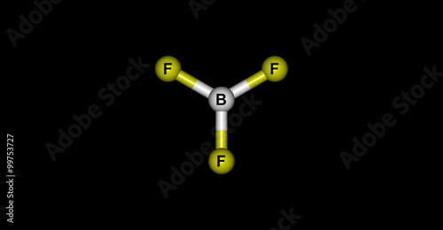 Boron trifluoride molecular structure isolated on black photo