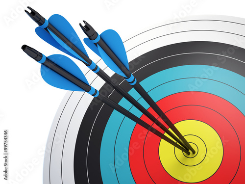 Foto Arrows hitting the center of target - success business concept