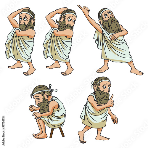 Funny stock illustration. A wise man in different poses