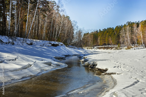 Spring thaw of the river