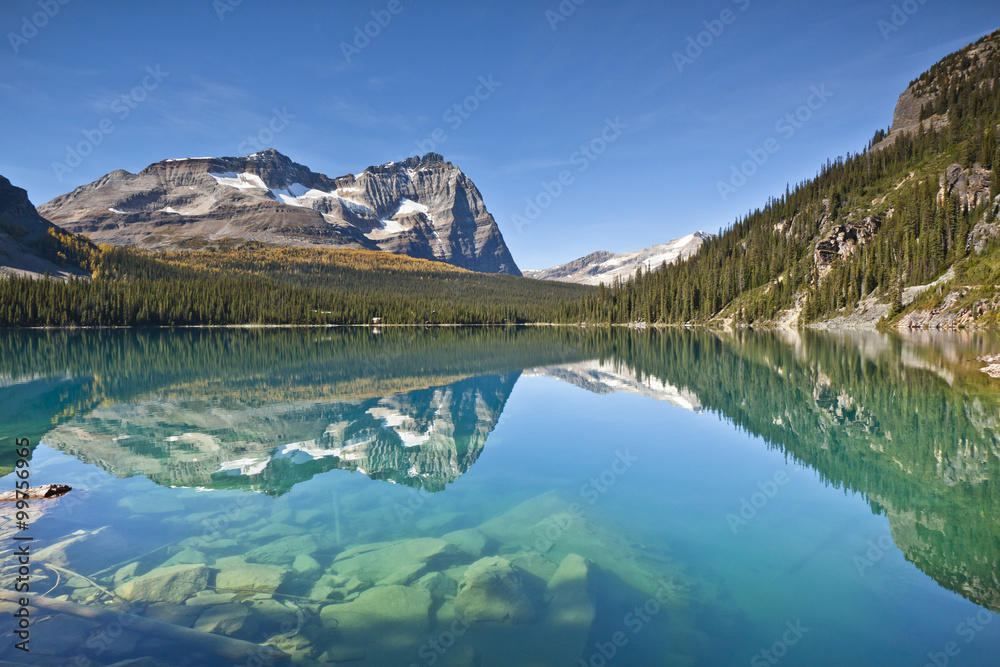 reflections in mountain lake