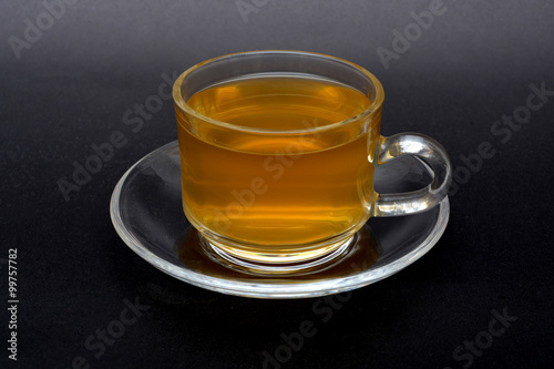 Cup of Green Tea isolated on black background