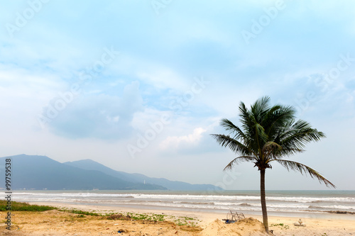 Wild beach Danang in cloudy day