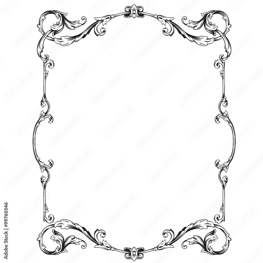 Vintage baroque frame engraving scroll ornament