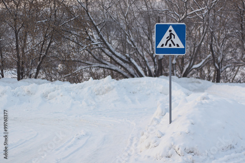 traffic sign in snow