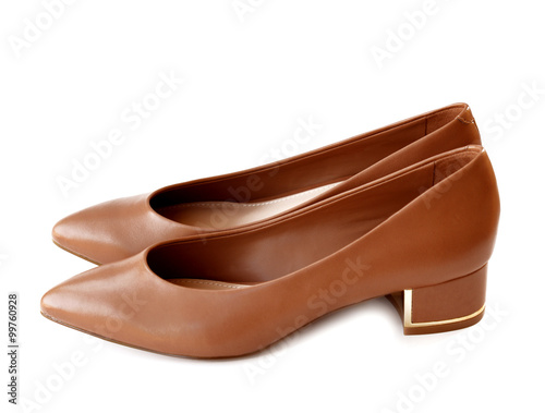 Pair of dress women shoes isolated over white