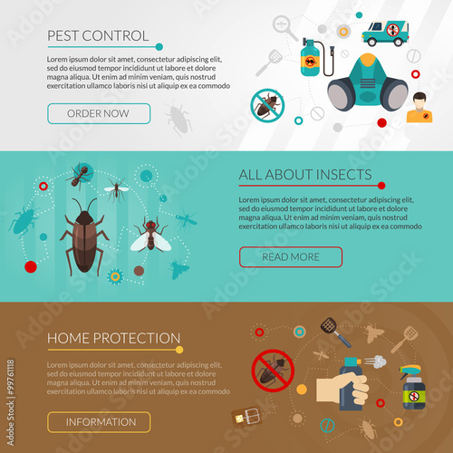 Pest Control Extermination 3 Flat Banners 