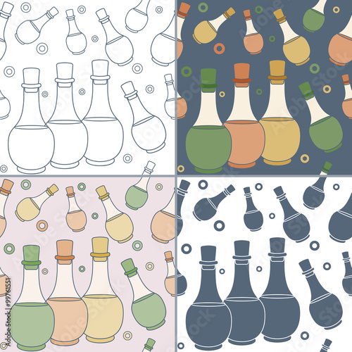 Seamless patterns with Thai massage, spa elements