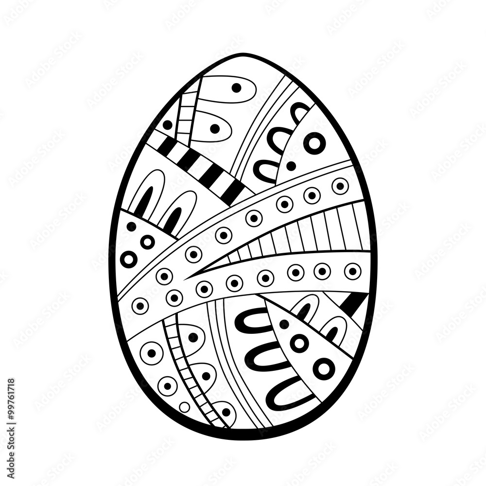 Abstract black white Easter egg pattern illustration vector