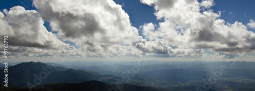 Panoramic view of mountain and cloudy sky at the top view of Chi