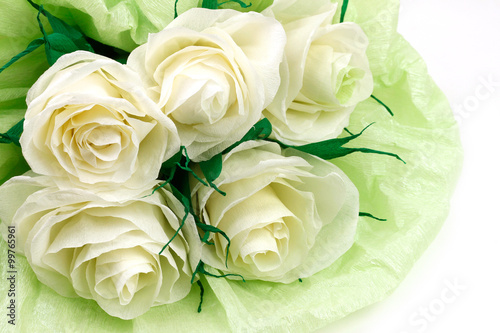 Paper white roses for Valentine's Day
