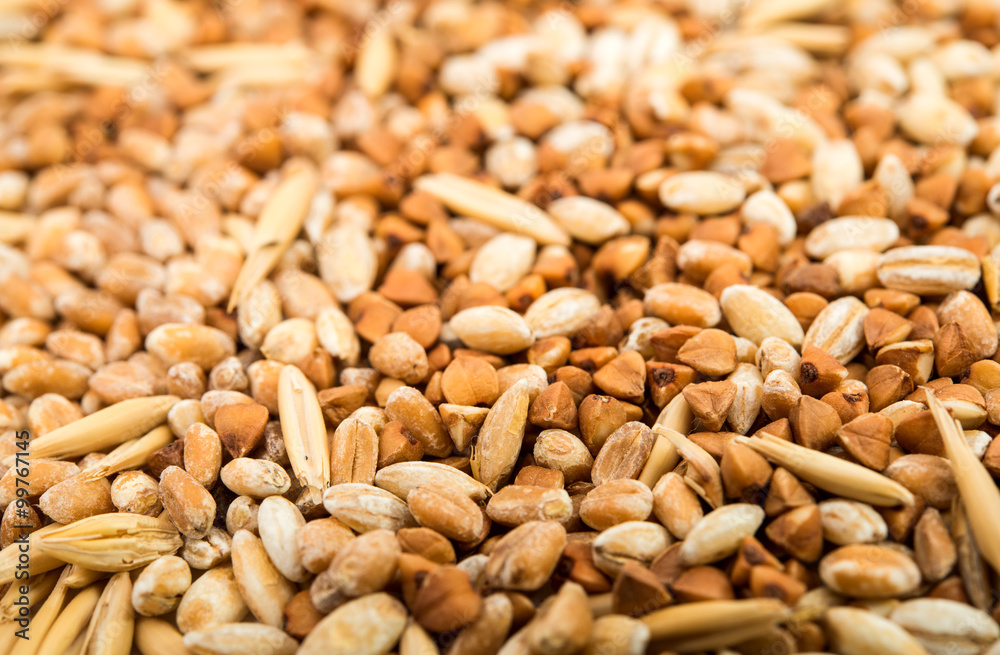 background cereals wheat, oats, buckwheat