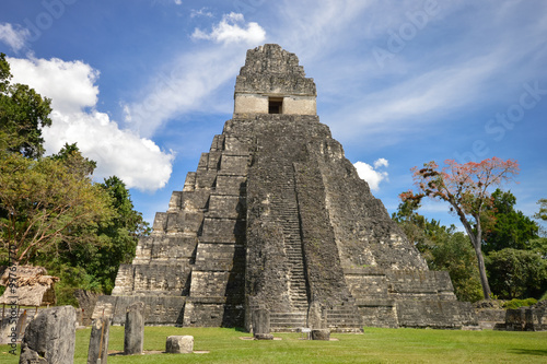 Temple I of the Maya archaeological site of Tikal in Guatemala photo