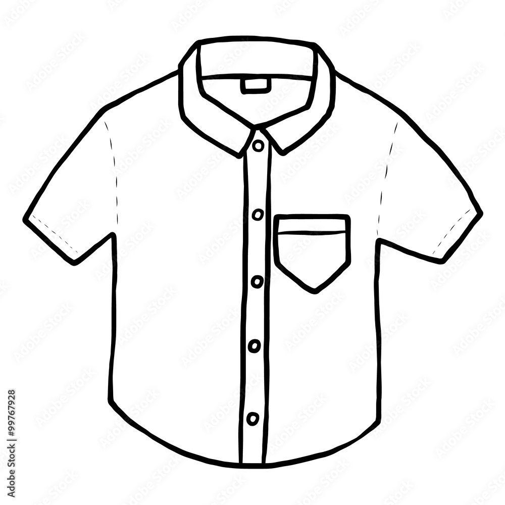 small shirt / cartoon vector and illustration, black and white, hand drawn,  sketch style, isolated on white background. Stock Vector | Adobe Stock