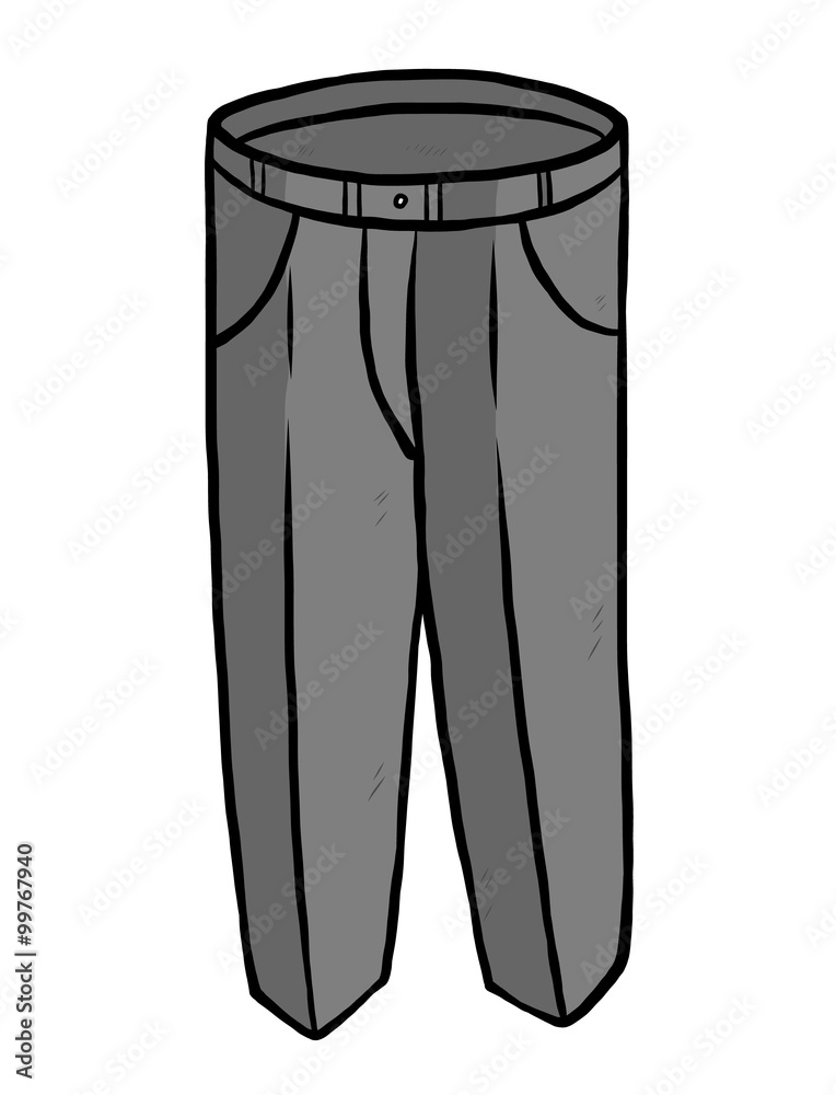 long pants / cartoon vector and illustration, grayscale, hand drawn style,  isolated on white background. Stock Vector