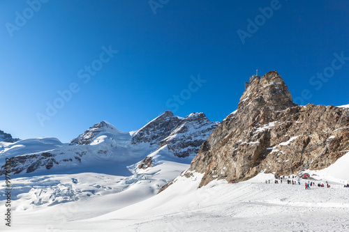 View of Jungfrau and The Sphinx Observatory from Jungfraujoch © Peter Stein