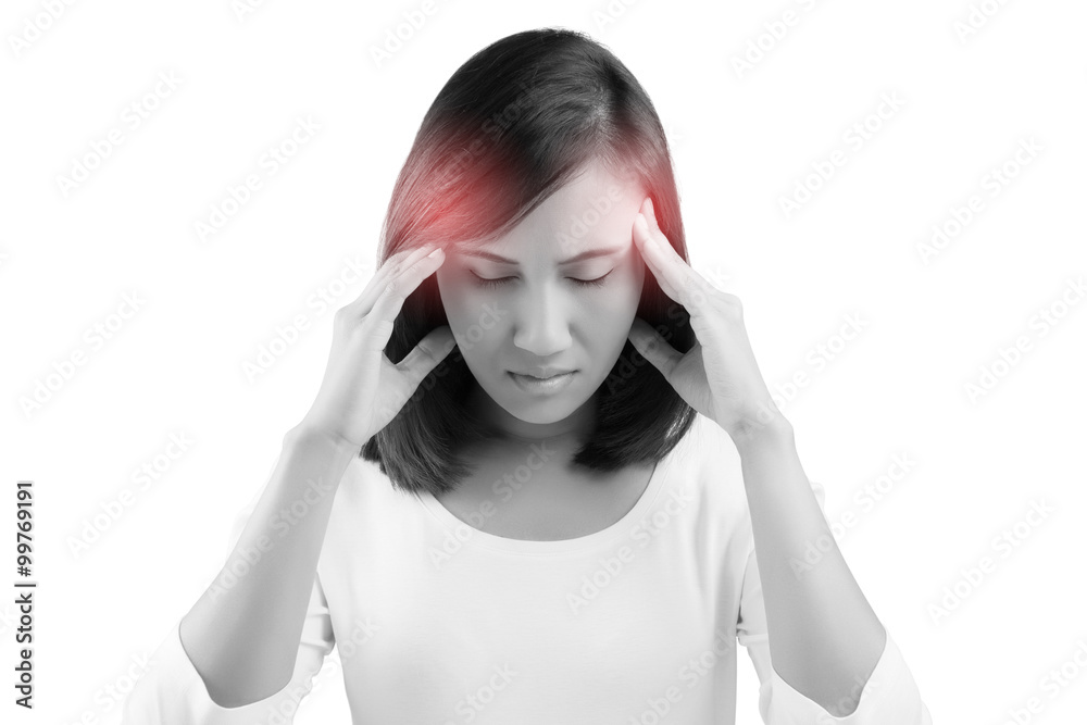 Woman having a headache - obrazy, fototapety, plakaty 