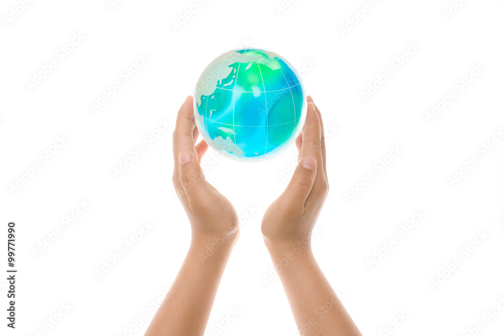 Hands Holding Crystal Globe Hands Holding Crystal Globe