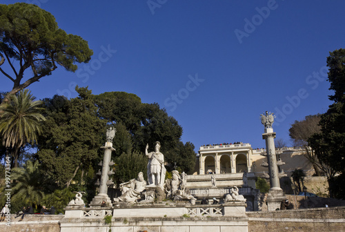 The fountain of Rome Between the Tiber and the Aniene, in Piazza del Popolo in Rome, Italy