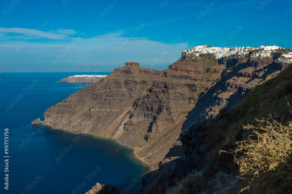 Caldera view on a Santorini island, Greece
