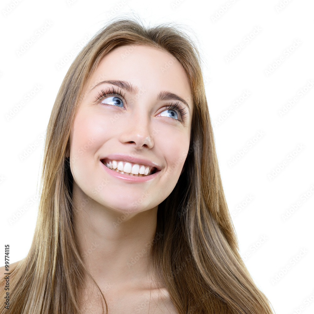 Beauty portrait of girl with beautiful healthy face and long blo Beauty portrait of girl with beautiful healthy face and long blo