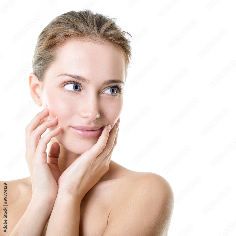 Beauty portrait of girl with beautiful healthy face and long blo Beauty portrait of girl with beautiful healthy face and long blo
