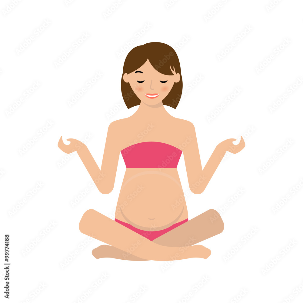 pregnant mom practicing yoga pose.Vector Illustration pregnant mom practicing yoga pose.Vector Illustration