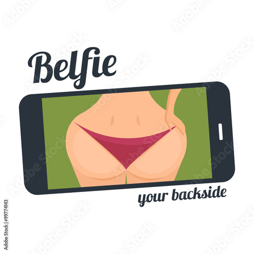 Make belfie photo pretty woman. New trend selfie. Vector Illustr photo