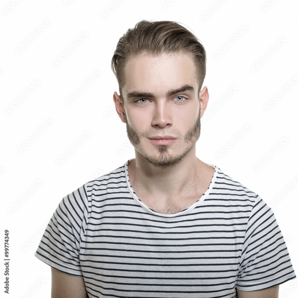 Portrait of young man, isolated on white background, image toned Portrait of young man, isolated on white background, image toned