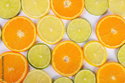 Allsorts from a citrus fruit close-up