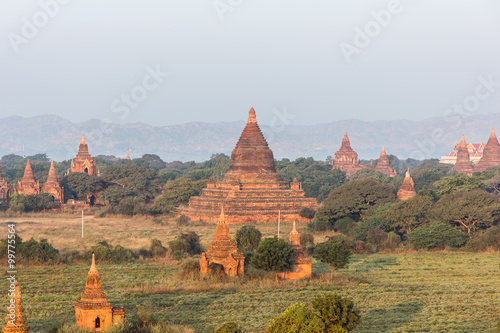 View from the Shwe Sandaw Pagoda during sunset in Bagan  Myanmar