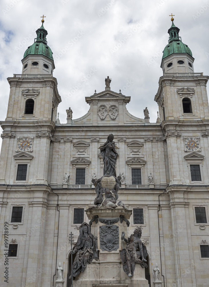 Statue in front of the Salzburg Dom, Austria.