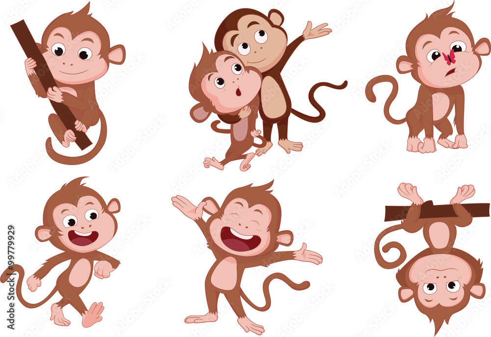The years of monkeys.Vector and illustration Cartoon character on a white background. The years of monkeys.Vector and illustration Cartoon character on a white background.