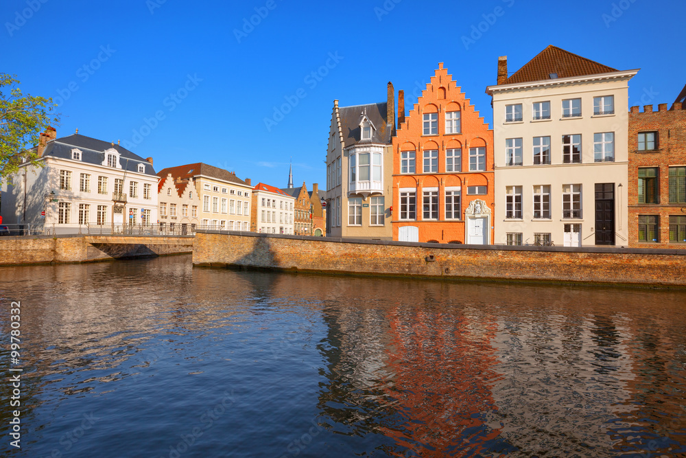 Canal of Bruges in a sunny day, Belgium