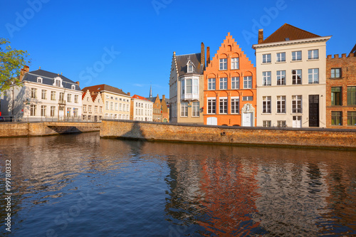 Canal of Bruges in a sunny day, Belgium