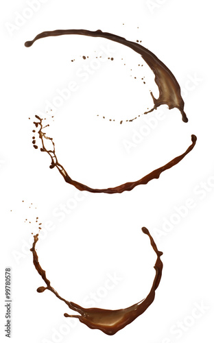 Set of splashing chocolate isolated on white background