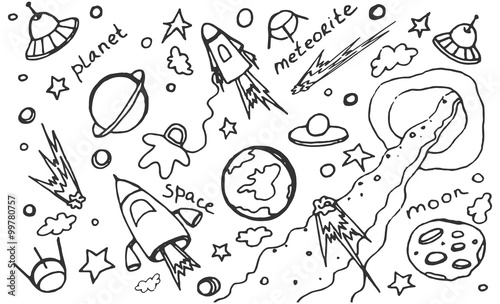 Doodle vector set of cosmos