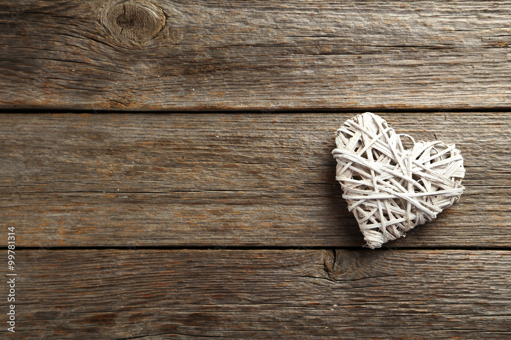 Love heart on a grey wooden background Love heart on a grey wooden background